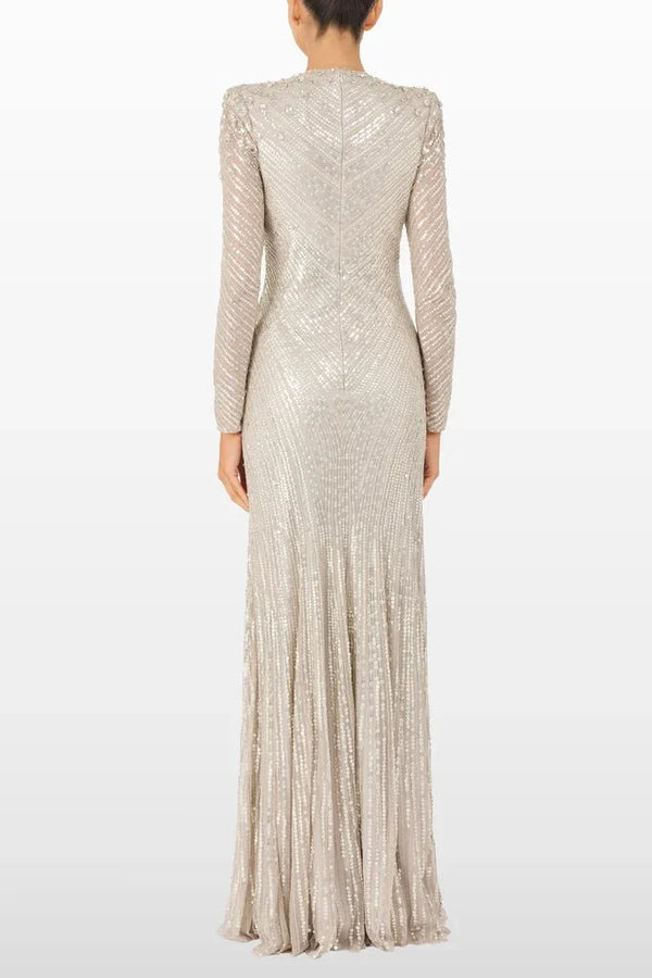 Eve Gown in Platinum - ALBOUSHIYA - district 5 - dubai - riyadh - abaya - dresses - designers - evening wear - luxury - elegance - craftsmanship - gowns - cocktail dresses - collections - georges