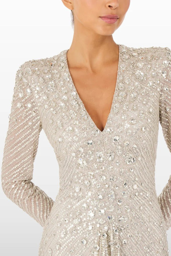 Eve Gown in Platinum - ALBOUSHIYA - district 5 - dubai - riyadh - abaya - dresses - designers - evening wear - luxury - elegance - craftsmanship - gowns - cocktail dresses - collections - georges