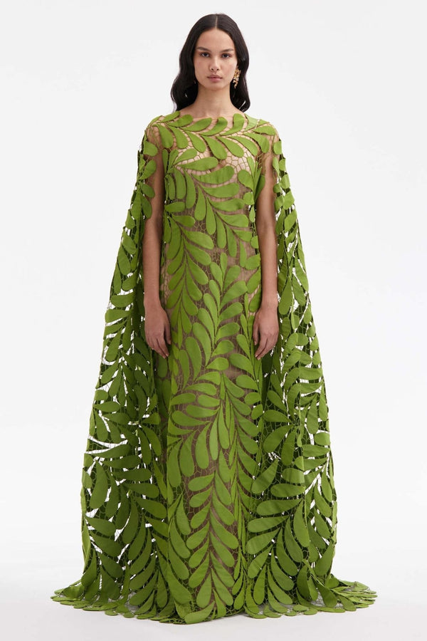 Fern Embroidered Faille Caftan - ALBOUSHIYA - district 5 - dubai - riyadh - abaya - dresses - designers - evening wear - luxury - elegance - craftsmanship - gowns - cocktail dresses - collections - georges