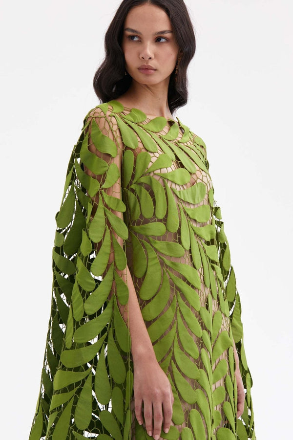 Fern Embroidered Faille Caftan - ALBOUSHIYA - district 5 - dubai - riyadh - abaya - dresses - designers - evening wear - luxury - elegance - craftsmanship - gowns - cocktail dresses - collections - georges