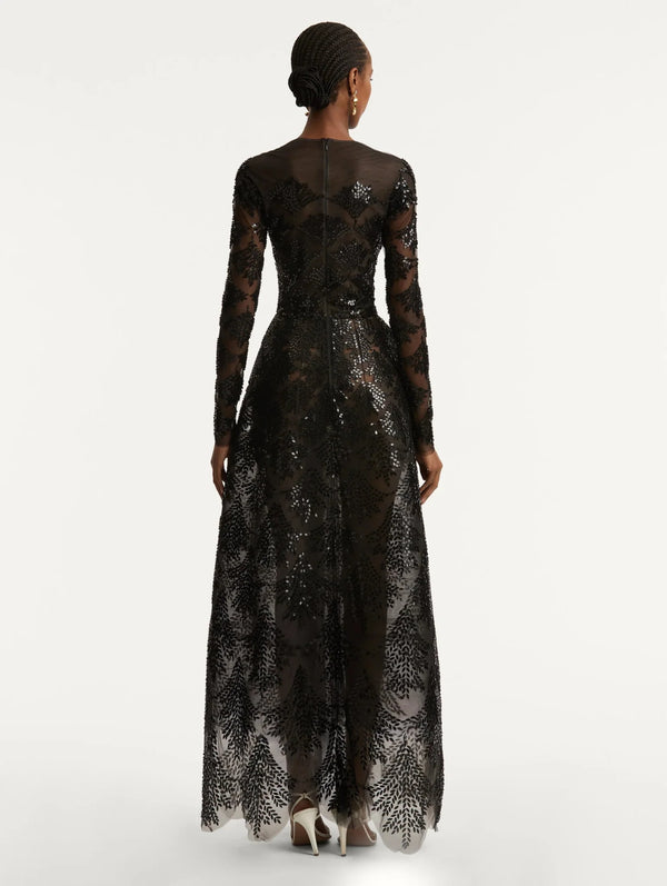 Fern Sequin Embroidered Gown - ALBOUSHIYA - district 5 - dubai - riyadh - abaya - dresses - designers - evening wear - luxury - elegance - craftsmanship - gowns - cocktail dresses - collections - georges
