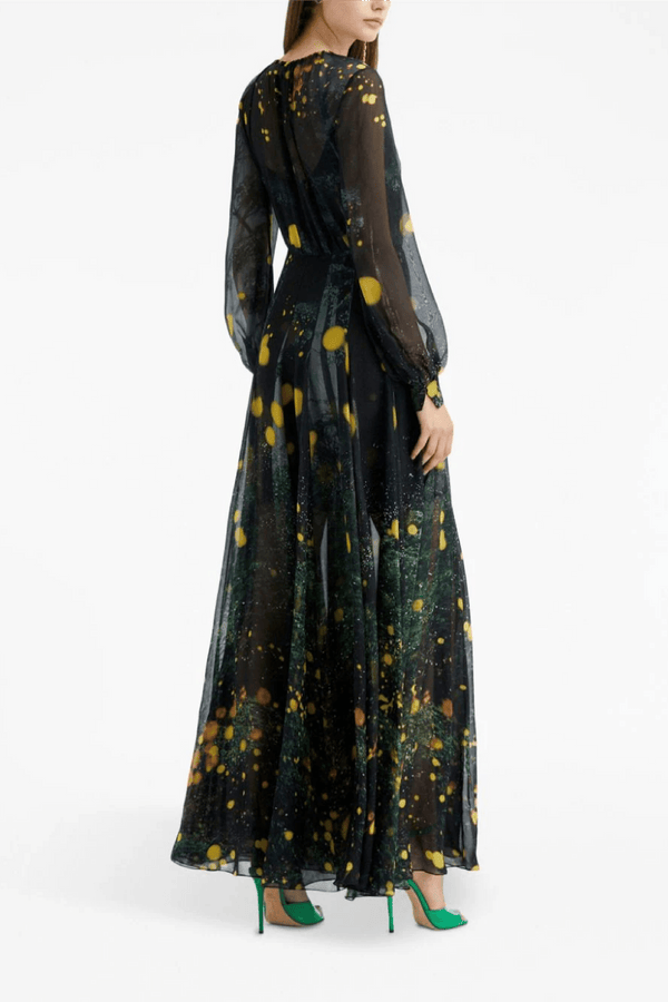Firefly Satin Chiffon Maxi Dress - ALBOUSHIYA - district 5 - dubai - riyadh - abaya - dresses - designers - evening wear - luxury - elegance - craftsmanship - gowns - cocktail dresses - collections - georges