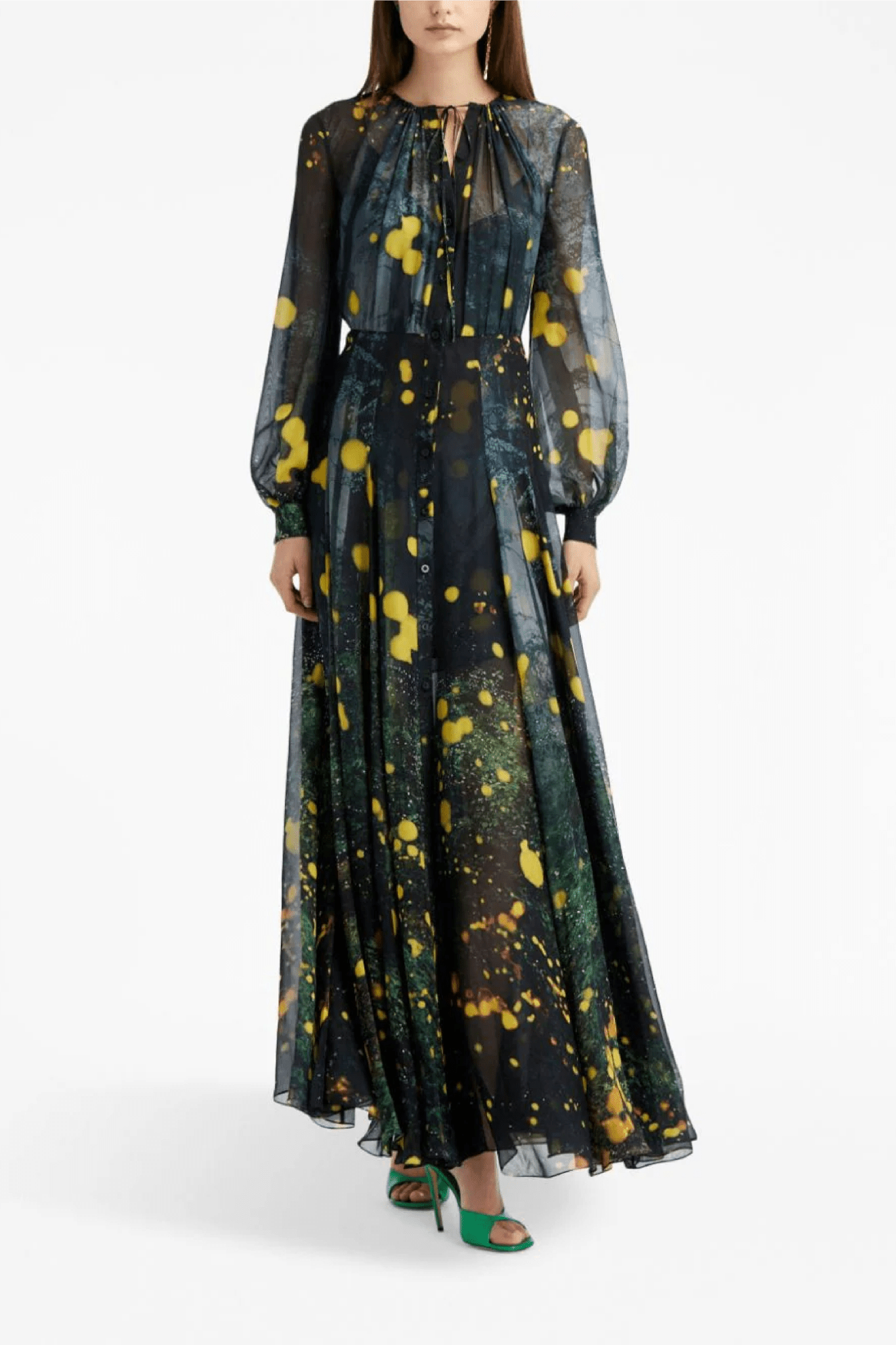 Firefly Satin Chiffon Maxi Dress - ALBOUSHIYA - district 5 - dubai - riyadh - abaya - dresses - designers - evening wear - luxury - elegance - craftsmanship - gowns - cocktail dresses - collections - georges