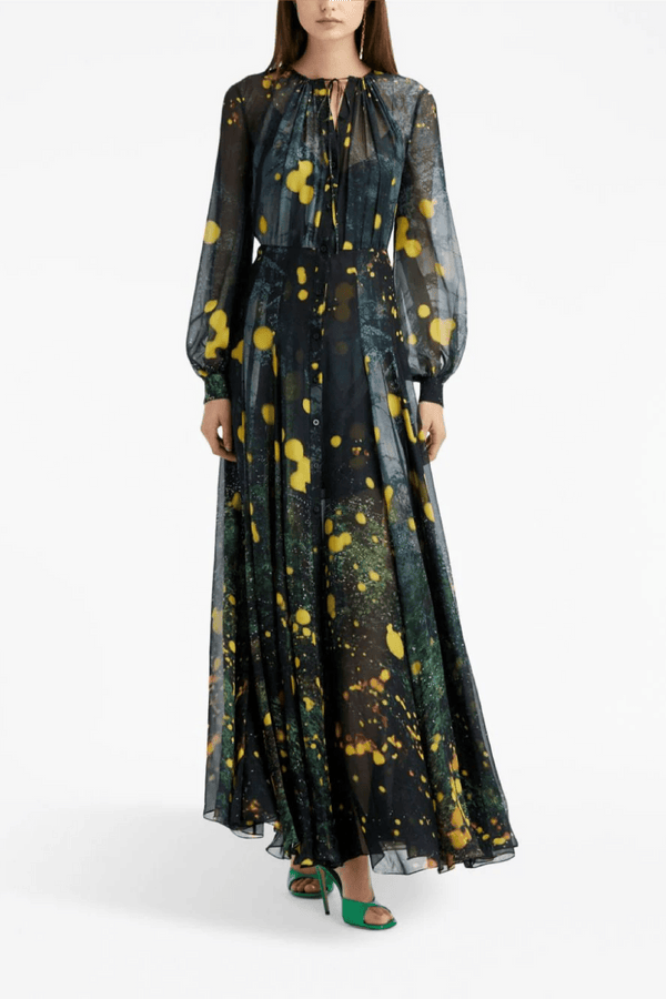 Firefly Satin Chiffon Maxi Dress - ALBOUSHIYA - district 5 - dubai - riyadh - abaya - dresses - designers - evening wear - luxury - elegance - craftsmanship - gowns - cocktail dresses - collections - georges
