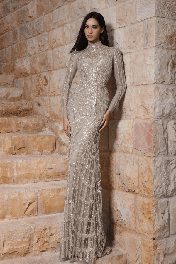 Fitted Mermaid Silhouette Gown - ALBOUSHIYA - district 5 - dubai - riyadh - abaya - dresses - designers - evening wear - luxury - elegance - craftsmanship - gowns - cocktail dresses - collections - georges