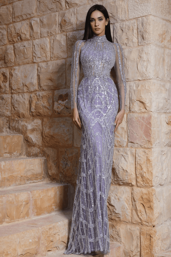 Fitted Mermaid Silhouette Gown - ALBOUSHIYA - district 5 - dubai - riyadh - abaya - dresses - designers - evening wear - luxury - elegance - craftsmanship - gowns - cocktail dresses - collections - georges