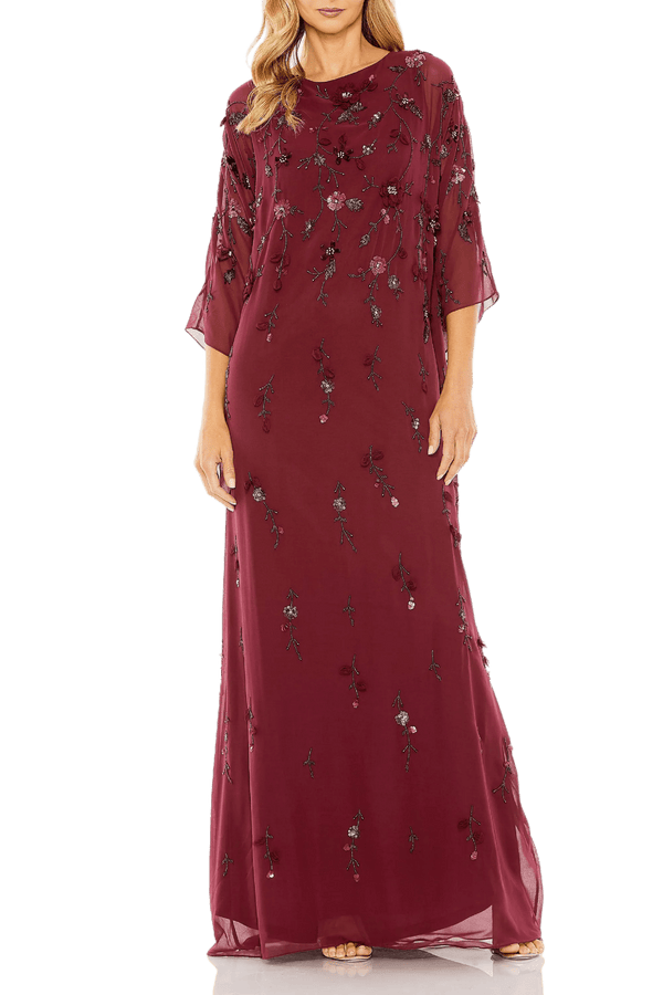 Floral Beadwork Caftan Dress - ALBOUSHIYA - district 5 - dubai - riyadh - abaya - dresses - designers - evening wear - luxury - elegance - craftsmanship - gowns - cocktail dresses - collections - georges
