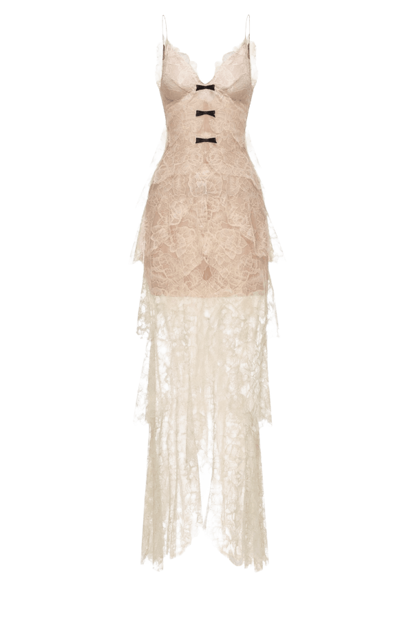 Floral Bow Dress - ALBOUSHIYA - district 5 - dubai - riyadh - abaya - dresses - designers - evening wear - luxury - elegance - craftsmanship - gowns - cocktail dresses - collections - georges