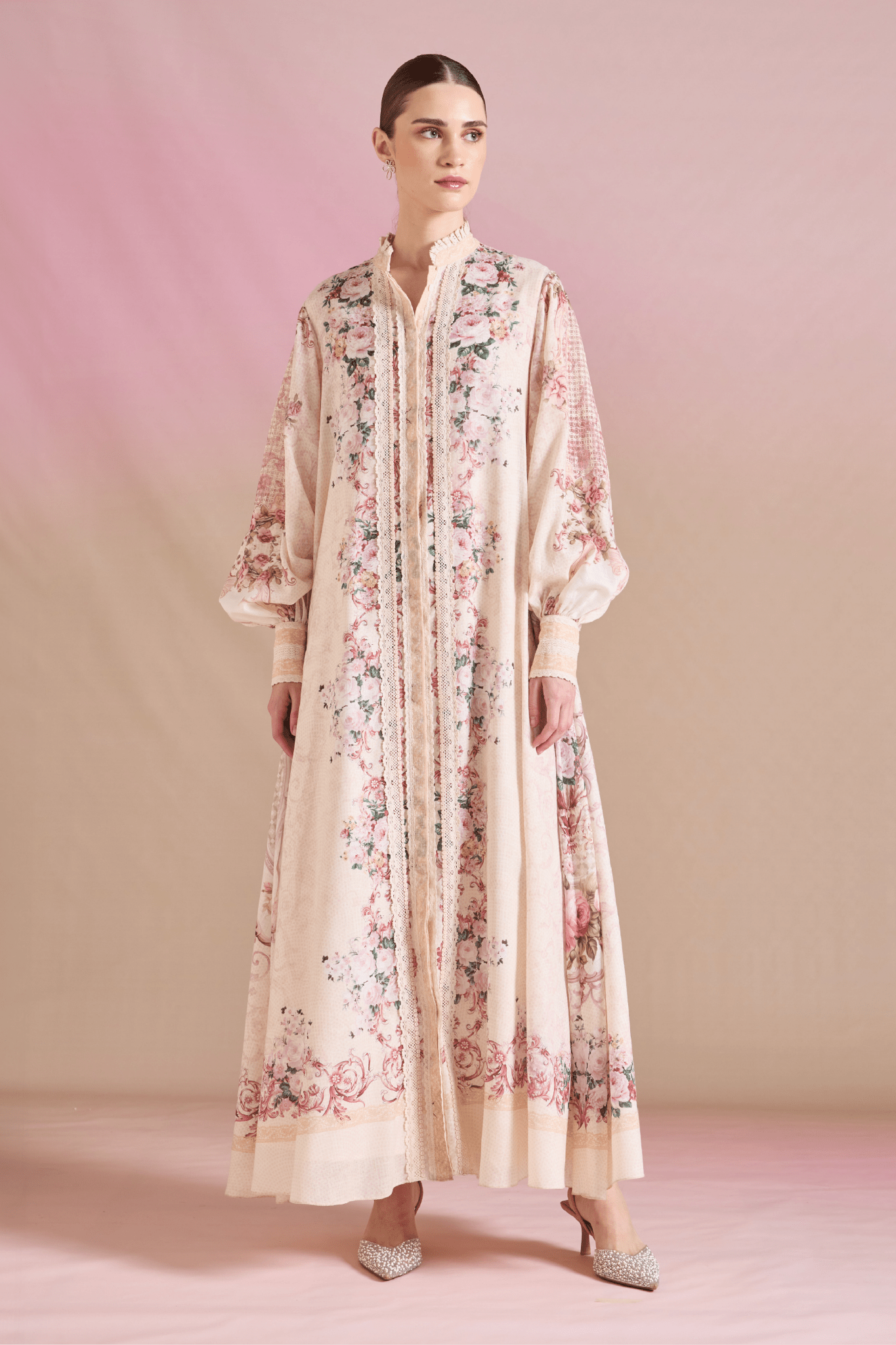 Floral Caftan Dress - ALBOUSHIYA - district 5 - dubai - riyadh - abaya - dresses - designers - evening wear - luxury - elegance - craftsmanship - gowns - cocktail dresses - collections - georges