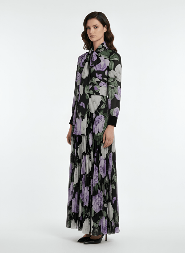 Floral Chiffon Gown - ALBOUSHIYA - district 5 - dubai - riyadh - abaya - dresses - designers - evening wear - luxury - elegance - craftsmanship - gowns - cocktail dresses - collections - georges