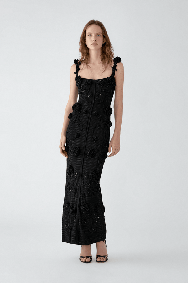 Floral Crochet Dress - ALBOUSHIYA - district 5 - dubai - riyadh - abaya - dresses - designers - evening wear - luxury - elegance - craftsmanship - gowns - cocktail dresses - collections - georges