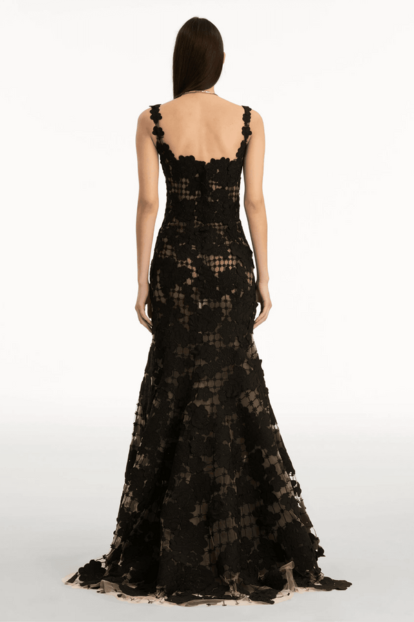 Floral Cutout Threadwork Gown - ALBOUSHIYA - district 5 - dubai - riyadh - abaya - dresses - designers - evening wear - luxury - elegance - craftsmanship - gowns - cocktail dresses - collections - georges