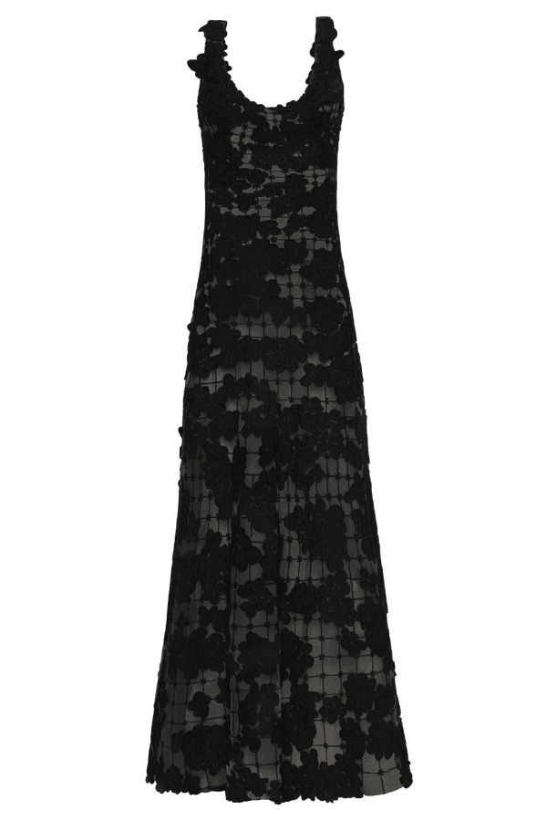 Floral Cutout Threadwork Gown - ALBOUSHIYA - district 5 - dubai - riyadh - abaya - dresses - designers - evening wear - luxury - elegance - craftsmanship - gowns - cocktail dresses - collections - georges