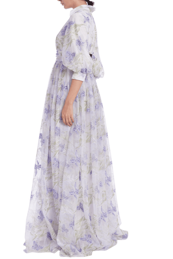 Floral Embroidered Gown - ALBOUSHIYA - district 5 - dubai - riyadh - abaya - dresses - designers - evening wear - luxury - elegance - craftsmanship - gowns - cocktail dresses - collections - georges