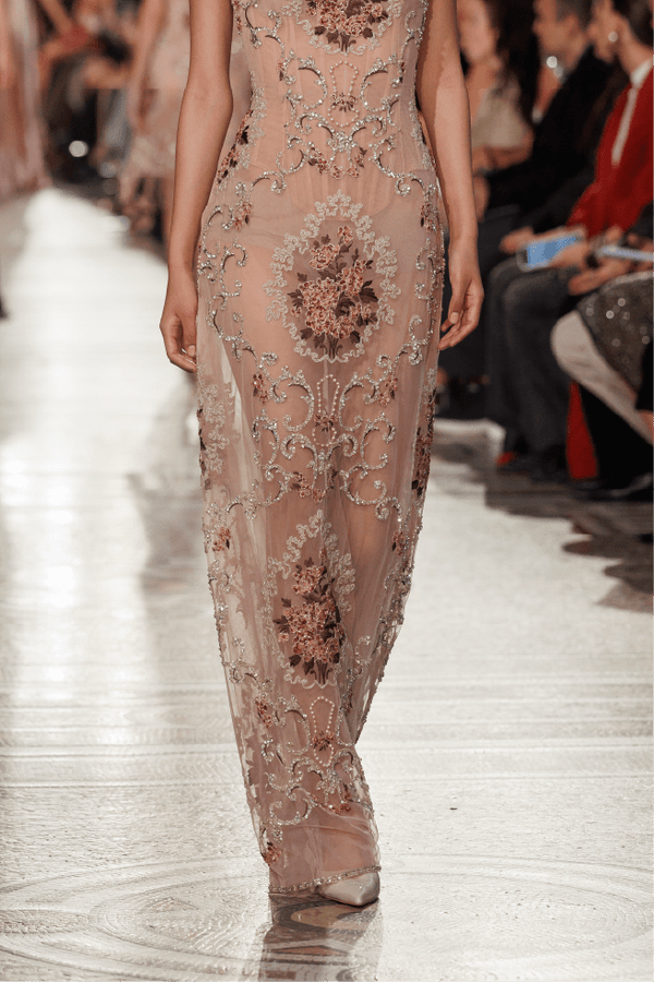Floral Embroidered Strapless Long Dress - ALBOUSHIYA - district 5 - dubai - riyadh - abaya - dresses - designers - evening wear - luxury - elegance - craftsmanship - gowns - cocktail dresses - collections - georges