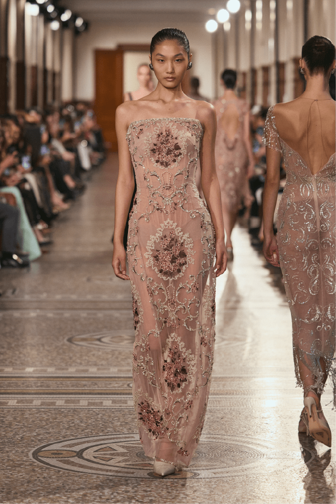 Floral Embroidered Strapless Long Dress - ALBOUSHIYA - district 5 - dubai - riyadh - abaya - dresses - designers - evening wear - luxury - elegance - craftsmanship - gowns - cocktail dresses - collections - georges