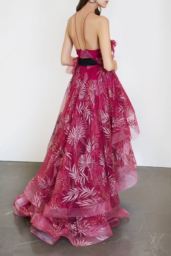 Floral Leaf Sparkle Gown - ALBOUSHIYA - district 5 - dubai - riyadh - abaya - dresses - designers - evening wear - luxury - elegance - craftsmanship - gowns - cocktail dresses - collections - georges