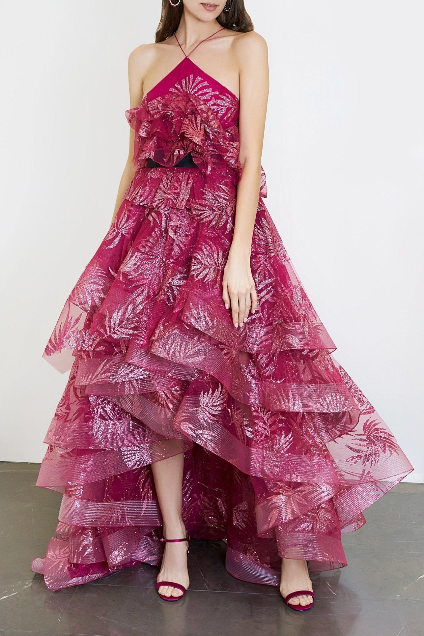 Floral Leaf Sparkle Gown - ALBOUSHIYA - district 5 - dubai - riyadh - abaya - dresses - designers - evening wear - luxury - elegance - craftsmanship - gowns - cocktail dresses - collections - georges