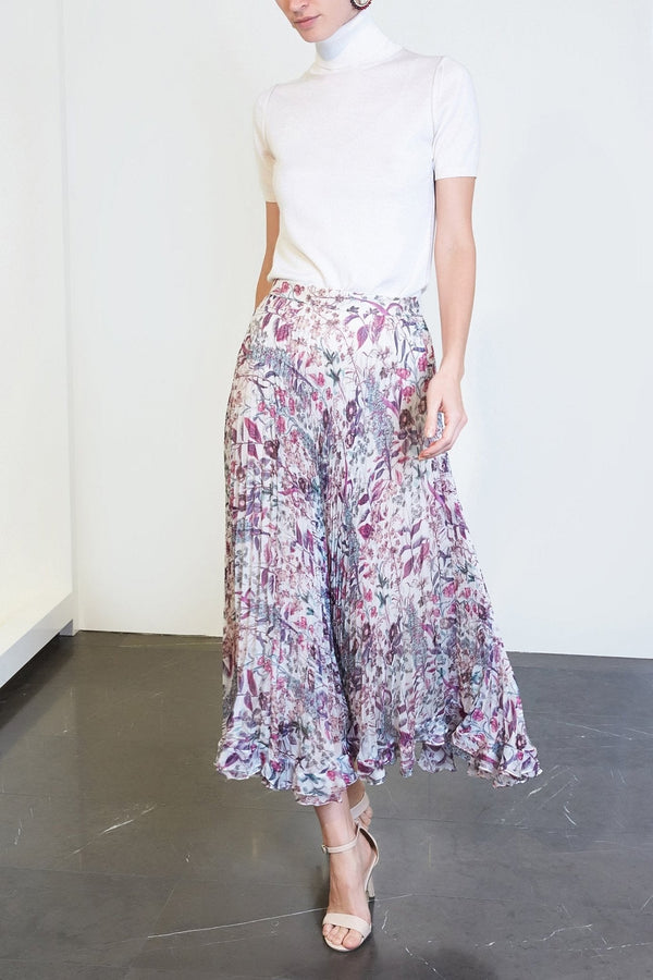 Floral Plissè Silk Skirt - ALBOUSHIYA - district 5 - dubai - riyadh - abaya - dresses - designers - evening wear - luxury - elegance - craftsmanship - gowns - cocktail dresses - collections - georges