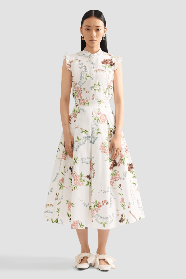 Floral Print Cotton Midi Full Skirt - ALBOUSHIYA - district 5 - dubai - riyadh - abaya - dresses - designers - evening wear - luxury - elegance - craftsmanship - gowns - cocktail dresses - collections - georges