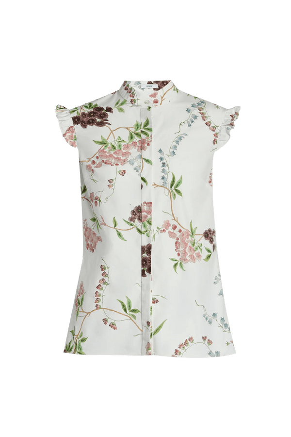 Floral Print Cotton Sleeveless Shirt - ALBOUSHIYA - district 5 - dubai - riyadh - abaya - dresses - designers - evening wear - luxury - elegance - craftsmanship - gowns - cocktail dresses - collections - georges