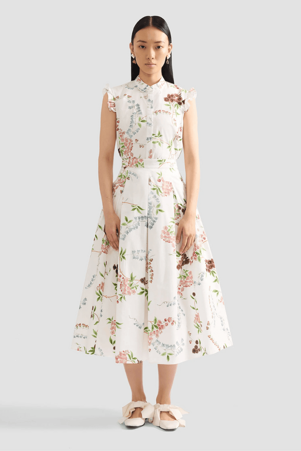 Floral Print Cotton Sleeveless Shirt - ALBOUSHIYA - district 5 - dubai - riyadh - abaya - dresses - designers - evening wear - luxury - elegance - craftsmanship - gowns - cocktail dresses - collections - georges