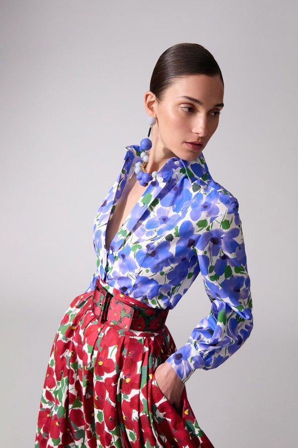 Floral - Print Cummerbund Midi Skirt - ALBOUSHIYA - district 5 - dubai - riyadh - abaya - dresses - designers - evening wear - luxury - elegance - craftsmanship - gowns - cocktail dresses - collections - georges