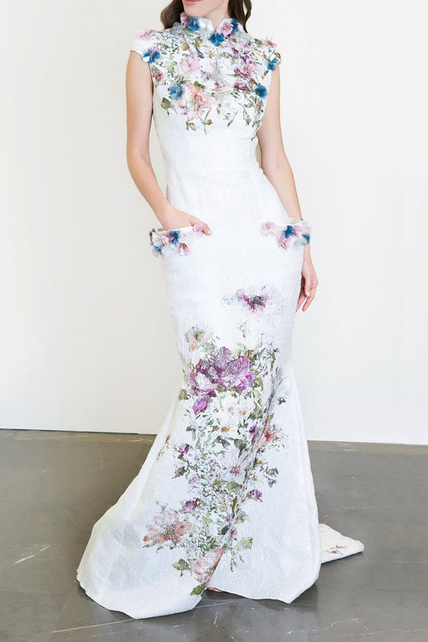Flower Gown - ALBOUSHIYA - district 5 - dubai - riyadh - abaya - dresses - designers - evening wear - luxury - elegance - craftsmanship - gowns - cocktail dresses - collections - georges