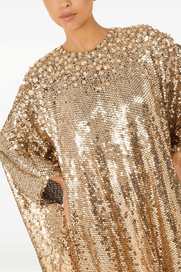 Fontaine Sequin Embellished Caftan - ALBOUSHIYA - district 5 - dubai - riyadh - abaya - dresses - designers - evening wear - luxury - elegance - craftsmanship - gowns - cocktail dresses - collections - georges