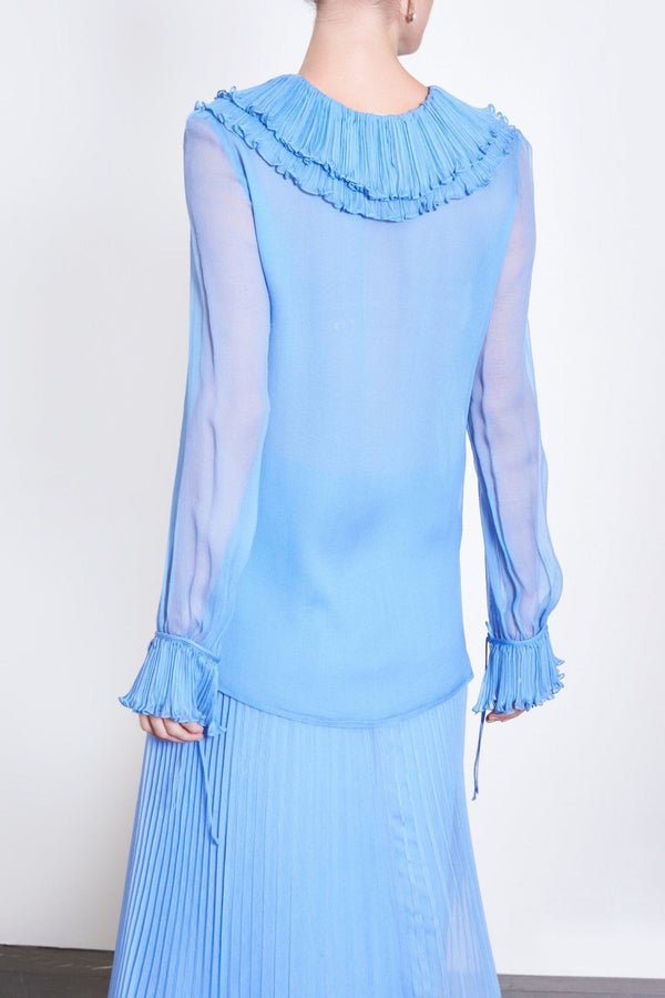 Frilled Chiffon Blouse - ALBOUSHIYA - district 5 - dubai - riyadh - abaya - dresses - designers - evening wear - luxury - elegance - craftsmanship - gowns - cocktail dresses - collections - georges