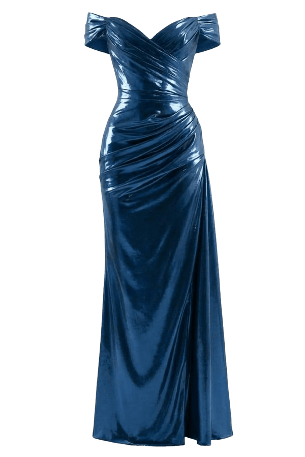 Gaia Glossy Long Dress - ALBOUSHIYA - district 5 - dubai - riyadh - abaya - dresses - designers - evening wear - luxury - elegance - craftsmanship - gowns - cocktail dresses - collections - georges
