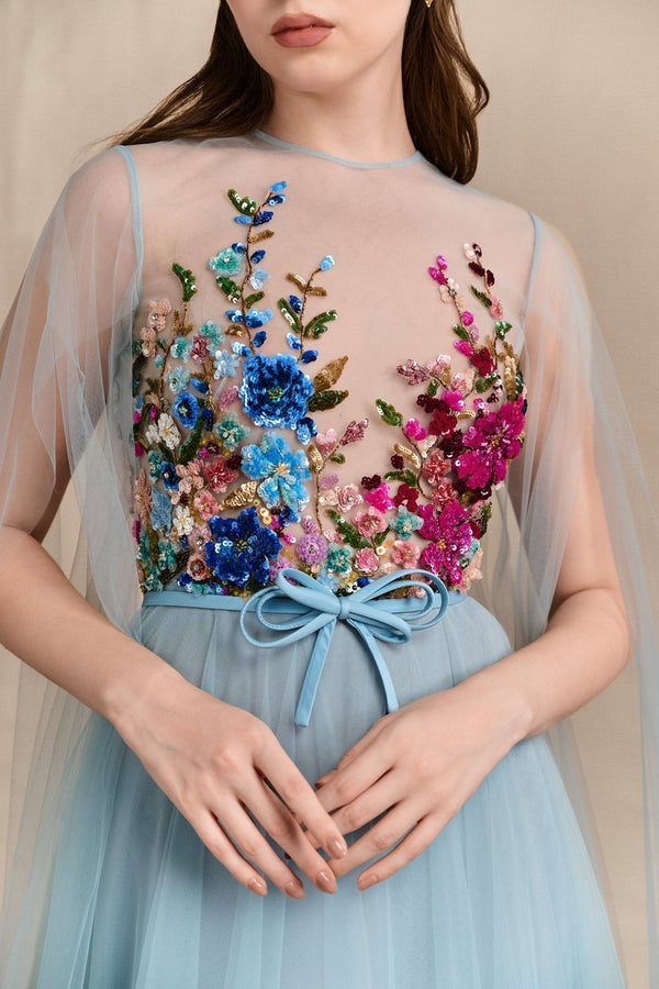 Garden Ocean Gown - ALBOUSHIYA - district 5 - dubai - riyadh - abaya - dresses - designers - evening wear - luxury - elegance - craftsmanship - gowns - cocktail dresses - collections - georges