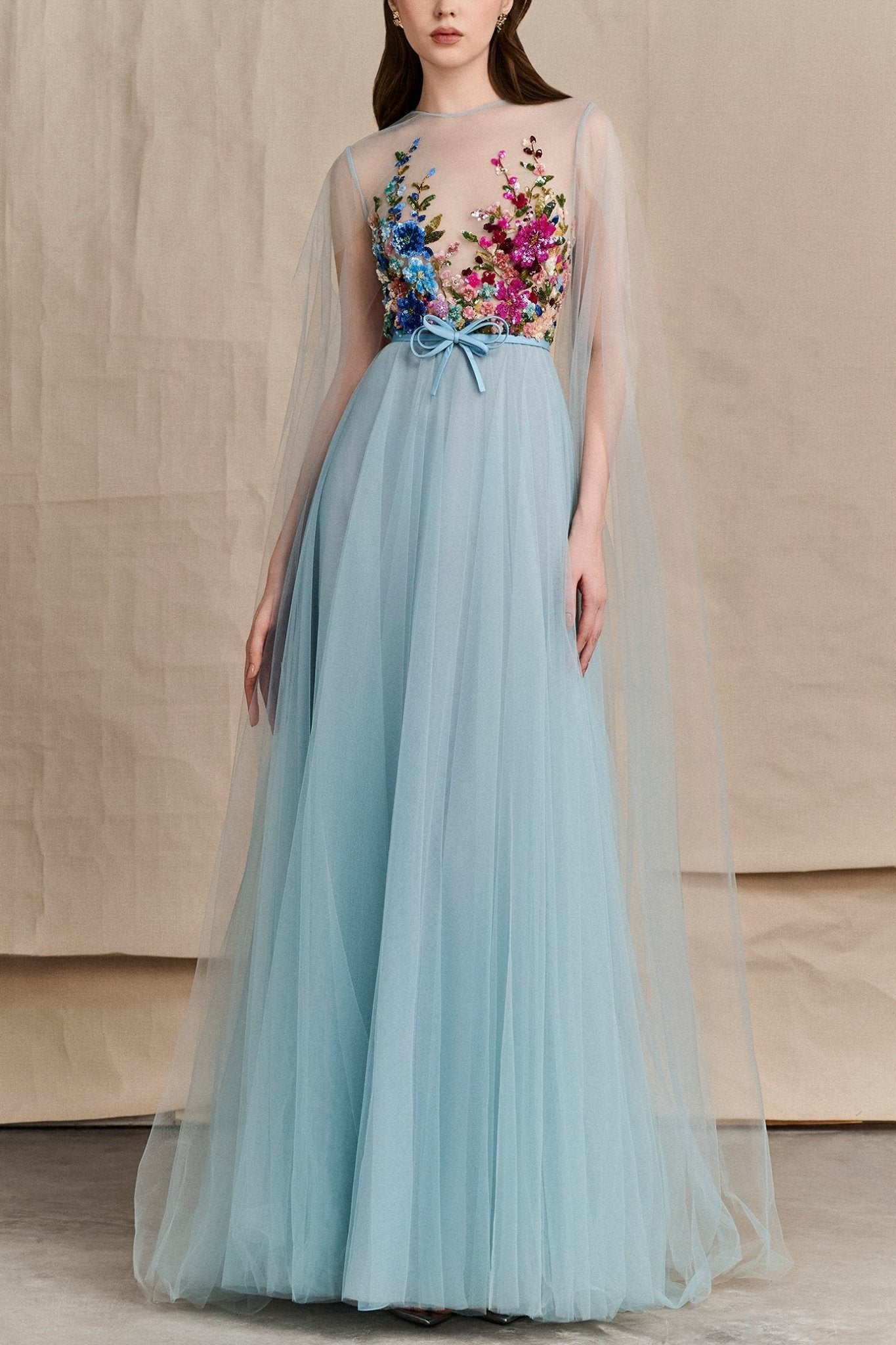 Garden Ocean Gown - ALBOUSHIYA - district 5 - dubai - riyadh - abaya - dresses - designers - evening wear - luxury - elegance - craftsmanship - gowns - cocktail dresses - collections - georges