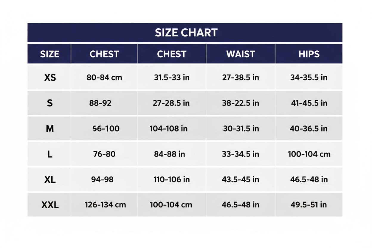 TUNG VU size chart