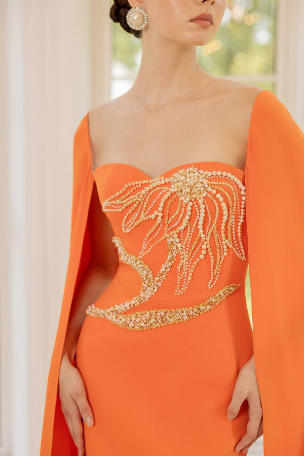 Genevieve Crepe Dress - ALBOUSHIYA - district 5 - dubai - riyadh - abaya - dresses - designers - evening wear - luxury - elegance - craftsmanship - gowns - cocktail dresses - collections - georges