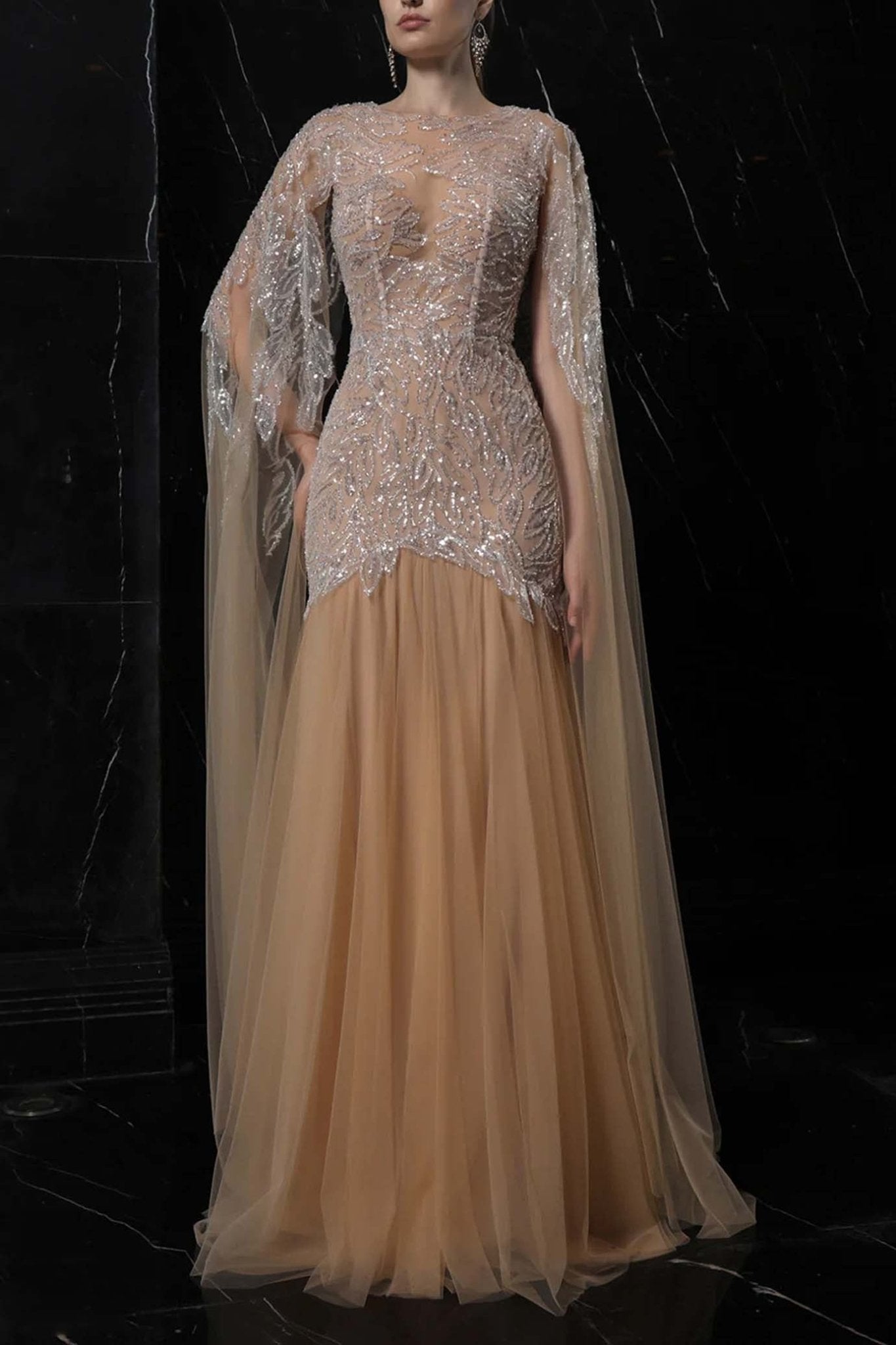 Glimmering Elegance - ALBOUSHIYA - district 5 - dubai - riyadh - abaya - dresses - designers - evening wear - luxury - elegance - craftsmanship - gowns - cocktail dresses - collections - georges