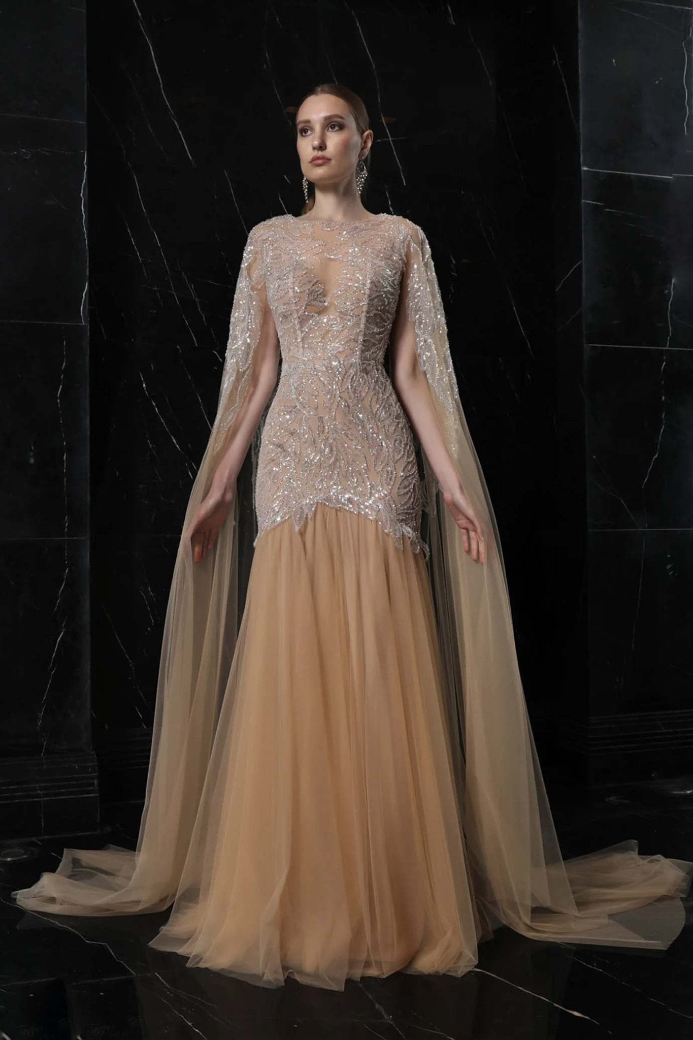 Glimmering Elegance - ALBOUSHIYA - district 5 - dubai - riyadh - abaya - dresses - designers - evening wear - luxury - elegance - craftsmanship - gowns - cocktail dresses - collections - georges