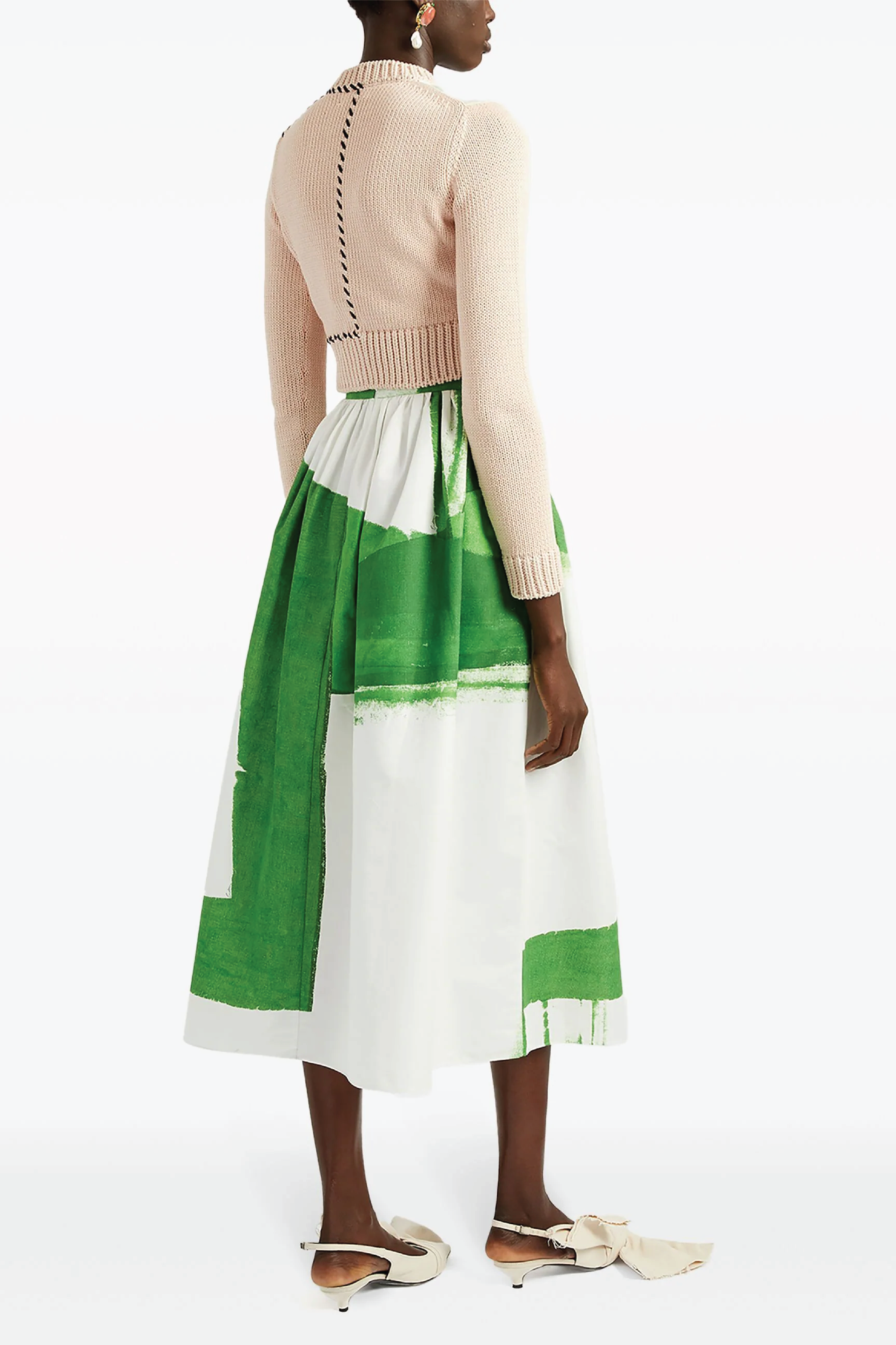 Graphic-Print Cotton Midi Skirt