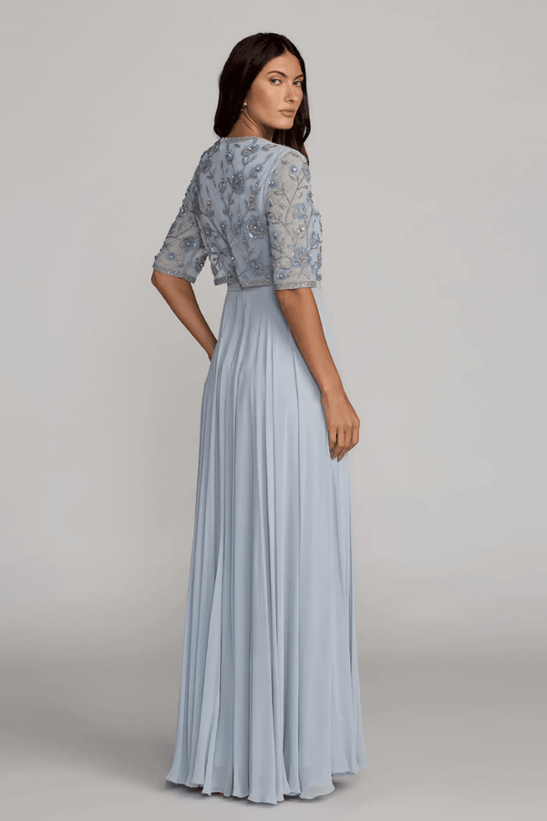 High Neck Embellished Chiffon Gown - ALBOUSHIYA - district 5 - dubai - riyadh - abaya - dresses - designers - evening wear - luxury - elegance - craftsmanship - gowns - cocktail dresses - collections - georges