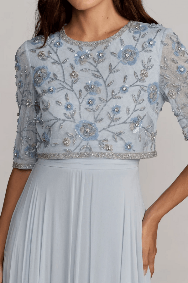 High Neck Embellished Chiffon Gown - ALBOUSHIYA - district 5 - dubai - riyadh - abaya - dresses - designers - evening wear - luxury - elegance - craftsmanship - gowns - cocktail dresses - collections - georges