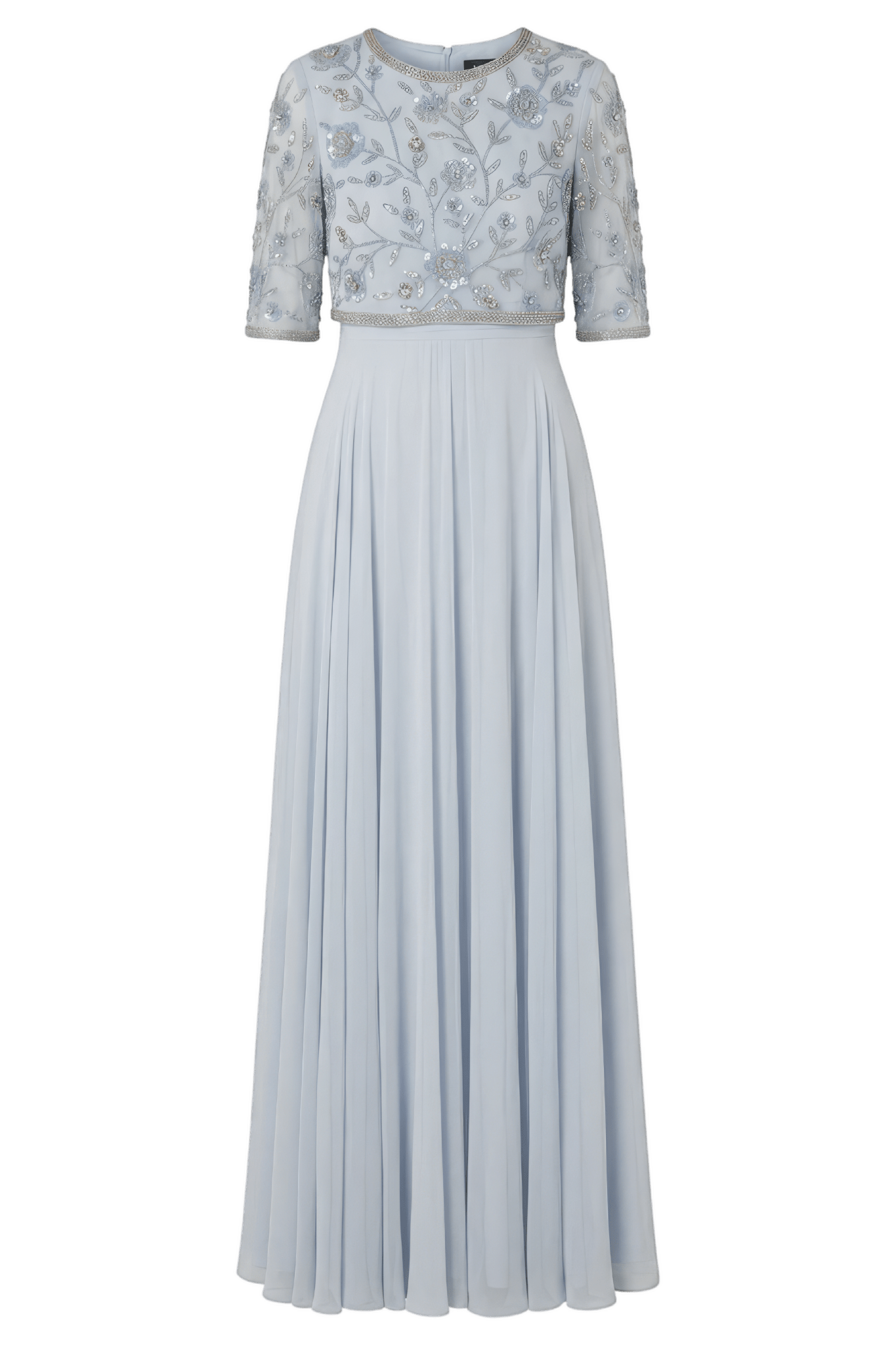 High Neck Embellished Chiffon Gown - ALBOUSHIYA - district 5 - dubai - riyadh - abaya - dresses - designers - evening wear - luxury - elegance - craftsmanship - gowns - cocktail dresses - collections - georges