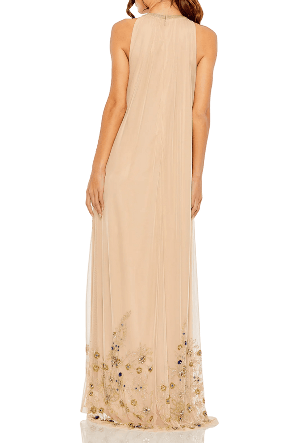 High Neck Trapeze Gown - ALBOUSHIYA - district 5 - dubai - riyadh - abaya - dresses - designers - evening wear - luxury - elegance - craftsmanship - gowns - cocktail dresses - collections - georges