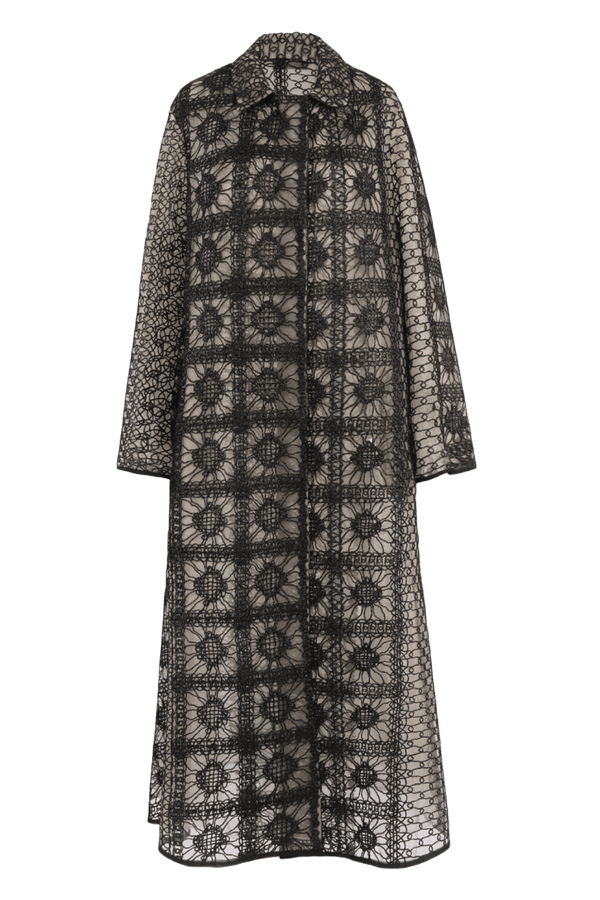 Hisa Embroidered Lace Coat - ALBOUSHIYA - district 5 - dubai - riyadh - abaya - dresses - designers - evening wear - luxury - elegance - craftsmanship - gowns - cocktail dresses - collections - georges