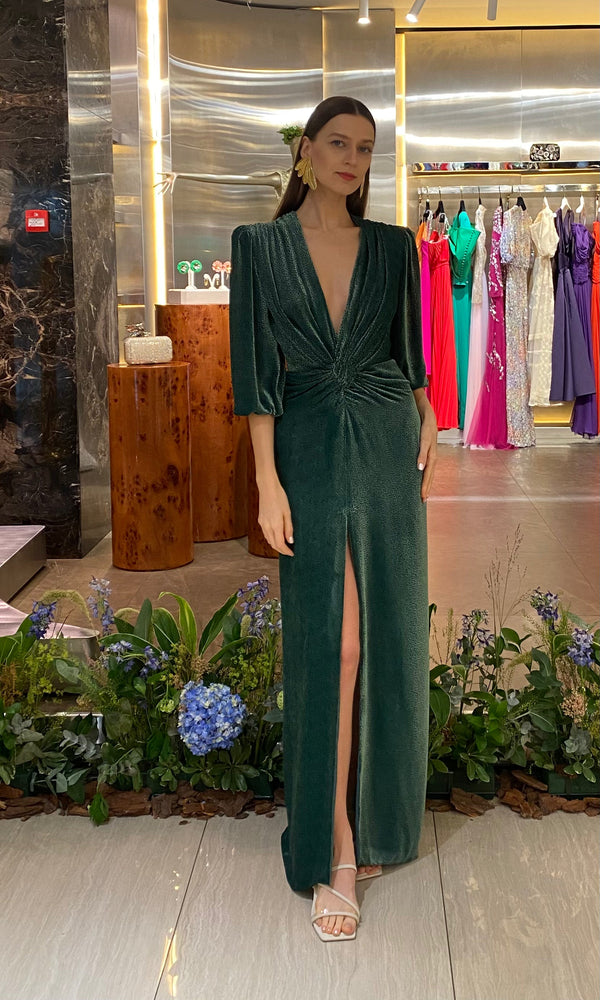 Kallista Silk Velvet Devorè Gown