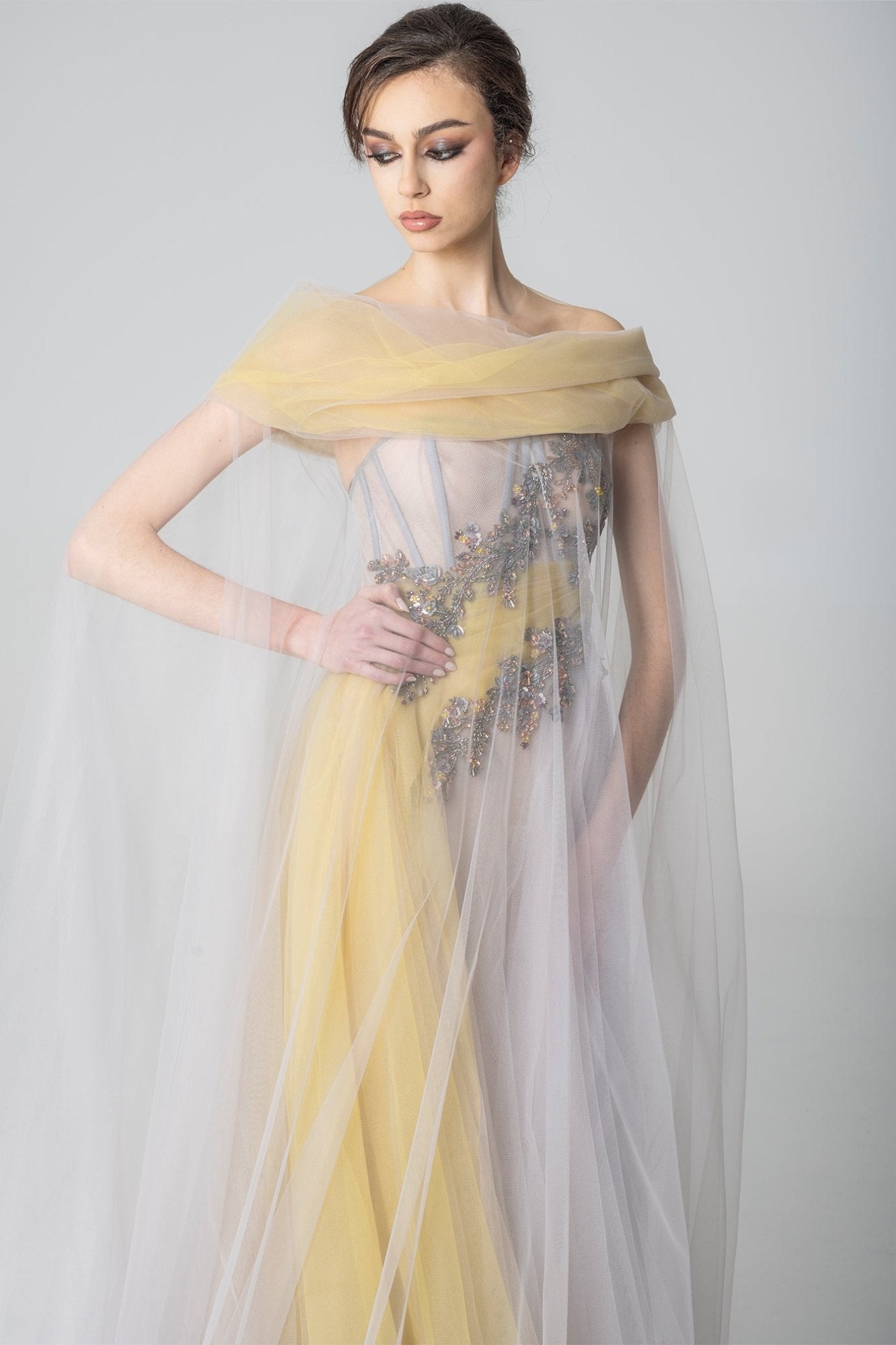Indonesia Gown - ALBOUSHIYA - district 5 - dubai - riyadh - abaya - dresses - designers - evening wear - luxury - elegance - craftsmanship - gowns - cocktail dresses - collections - georges
