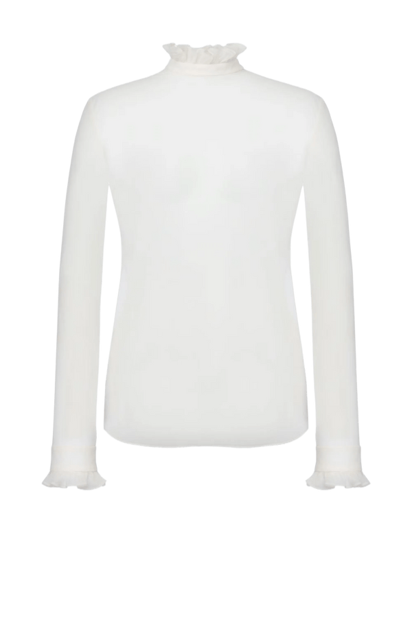 Ivory Techno Chiffon Blouse - ALBOUSHIYA - district 5 - dubai - riyadh - abaya - dresses - designers - evening wear - luxury - elegance - craftsmanship - gowns - cocktail dresses - collections - georges
