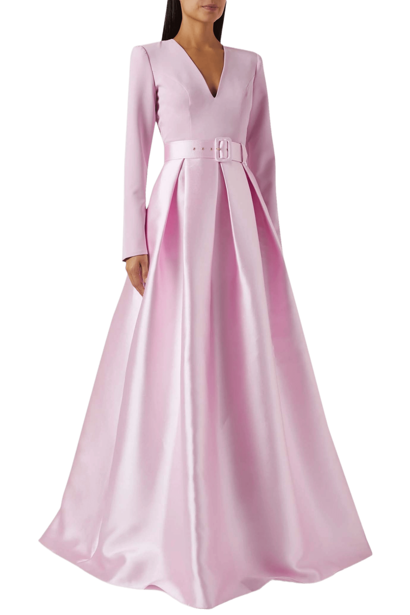 Ivy Soft Crepe And Mikado Long Dress - ALBOUSHIYA - district 5 - dubai - riyadh - abaya - dresses - designers - evening wear - luxury - elegance - craftsmanship - gowns - cocktail dresses - collections - georges