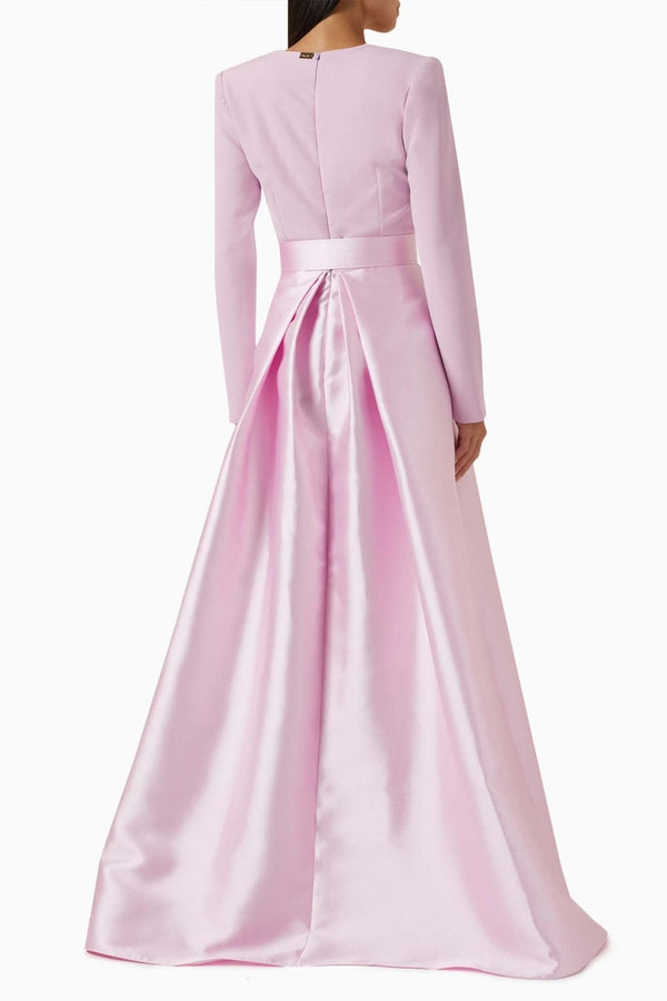 Ivy Soft Crepe And Mikado Long Dress - ALBOUSHIYA - district 5 - dubai - riyadh - abaya - dresses - designers - evening wear - luxury - elegance - craftsmanship - gowns - cocktail dresses - collections - georges