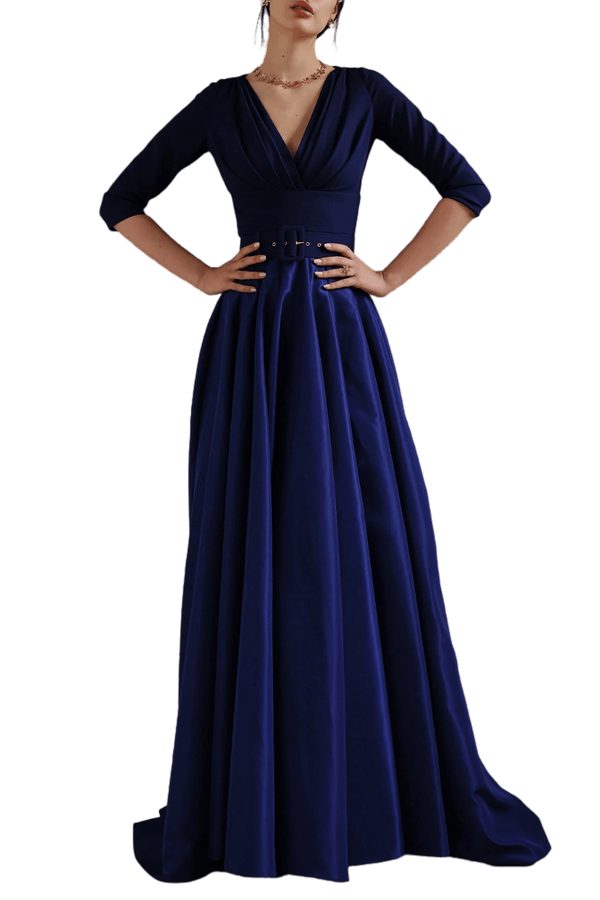 Jamie Taffeta and Crepe Long Dress - ALBOUSHIYA - district 5 - dubai - riyadh - abaya - dresses - designers - evening wear - luxury - elegance - craftsmanship - gowns - cocktail dresses - collections - georges