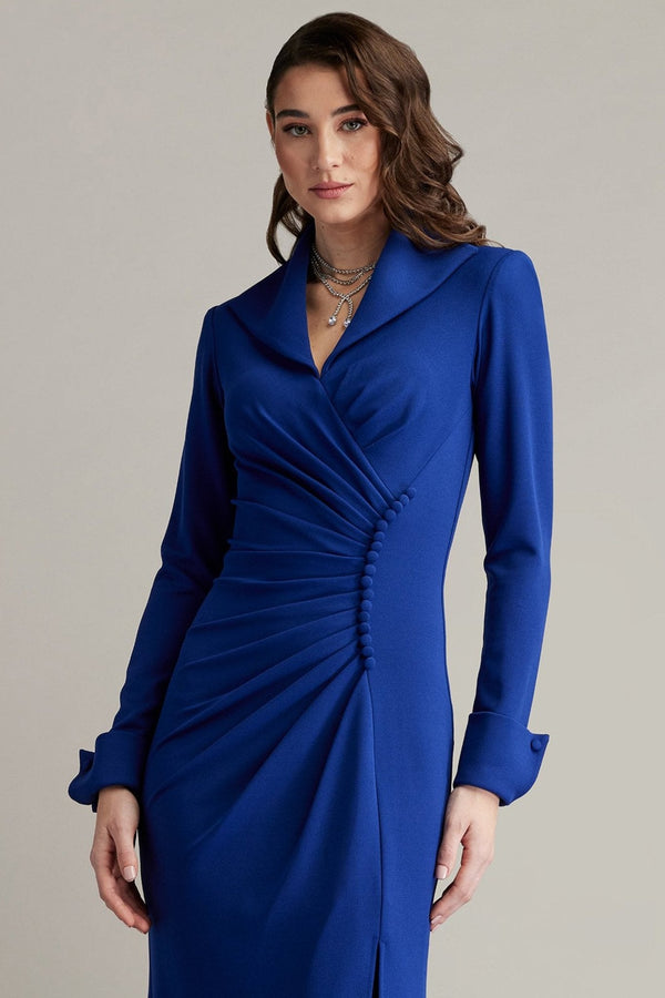 Jerico Ruched French Cuff Gown - ALBOUSHIYA - district 5 - dubai - riyadh - abaya - dresses - designers - evening wear - luxury - elegance - craftsmanship - gowns - cocktail dresses - collections - georges